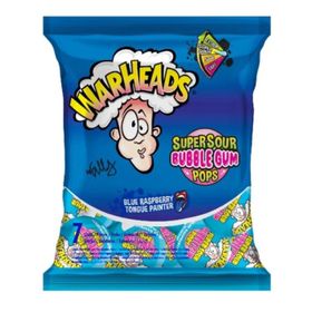 Warheads Super Sour Bubble Gum Pops Blue Raspberry (105 g)
