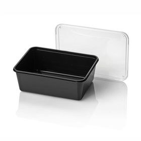 Schwarze PP-Mikrowellenbehälter (Kilobecher) Serie 182, 1000 ml (50 Stück)