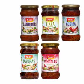 Swad Tandoori Curry Paste, Tikka Curry Paste, Madras Curry Paste, Korma Curry Paste, Vindaloo Curry Paste 5X (300 g)