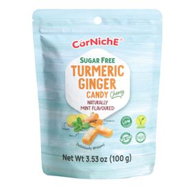 Corniche Zuckerfreie Kurkuma-Ingwer-Bonbons mit Minzgeschmack (100 g)