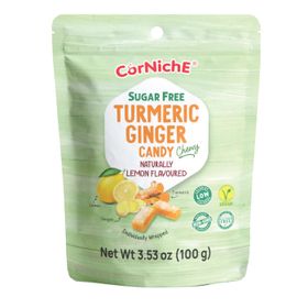 Corniche Zuckerfreie Kurkuma-Ingwer-Bonbons mit Zitronengeschmack (100 g)