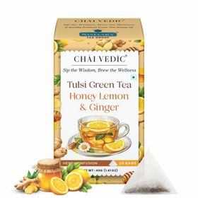 Samaara Tulsi Green Tea – Honig, Zitrone & Ingwer (20 Teebeutel)